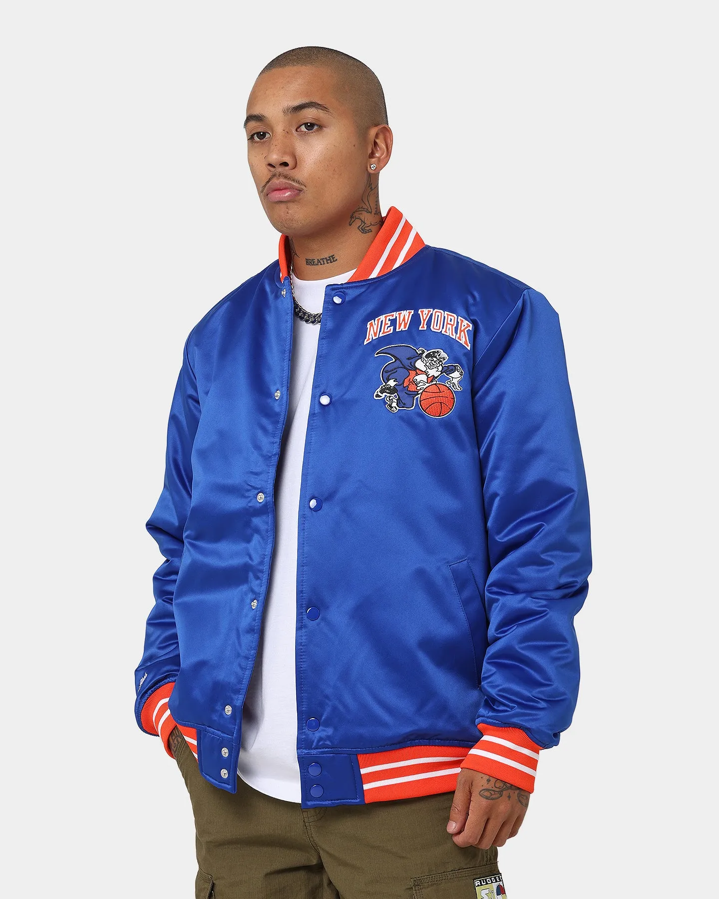 Mitchell & Ness New York Knicks Heavyweight Satin Jacket Royal