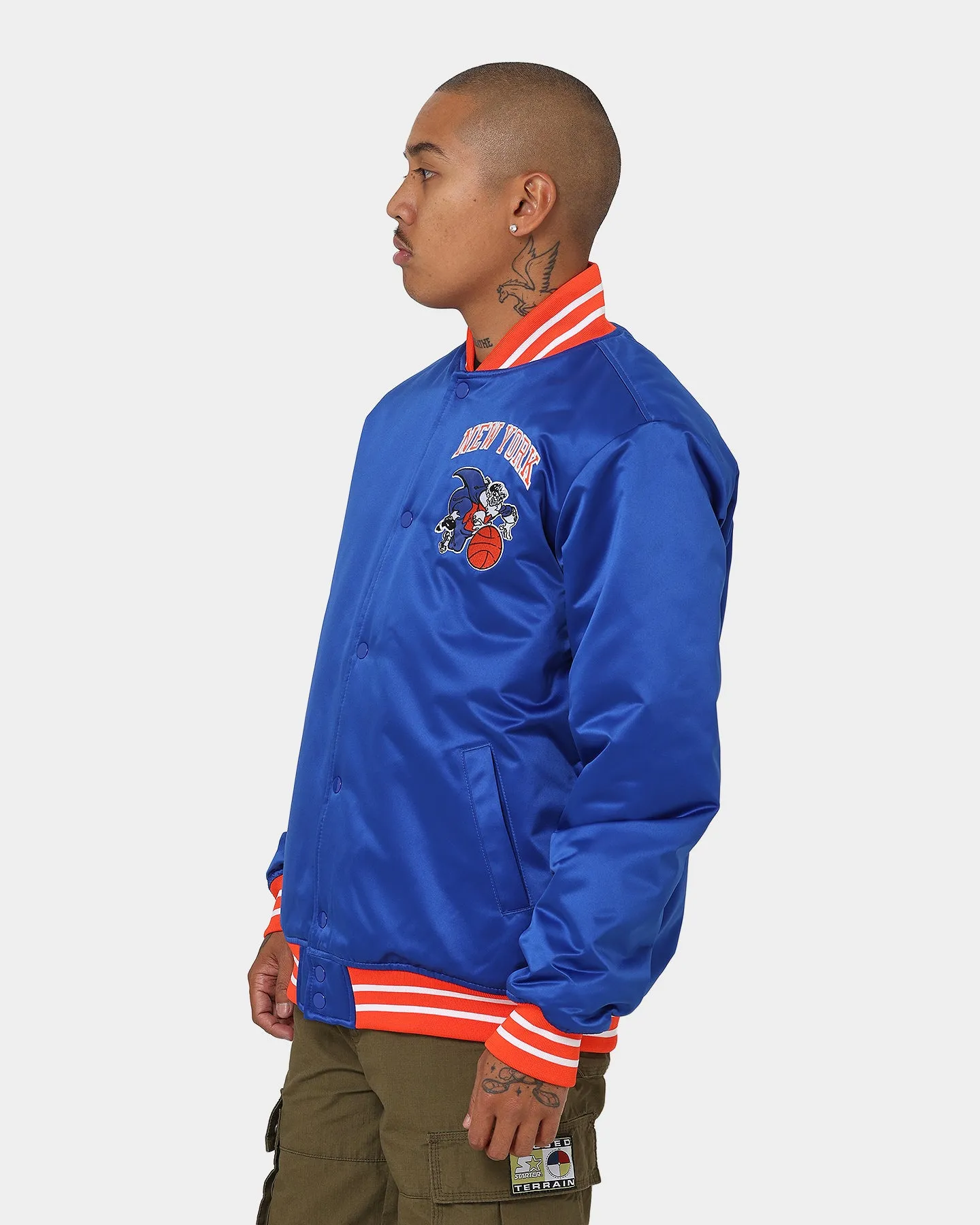 Mitchell & Ness New York Knicks Heavyweight Satin Jacket Royal