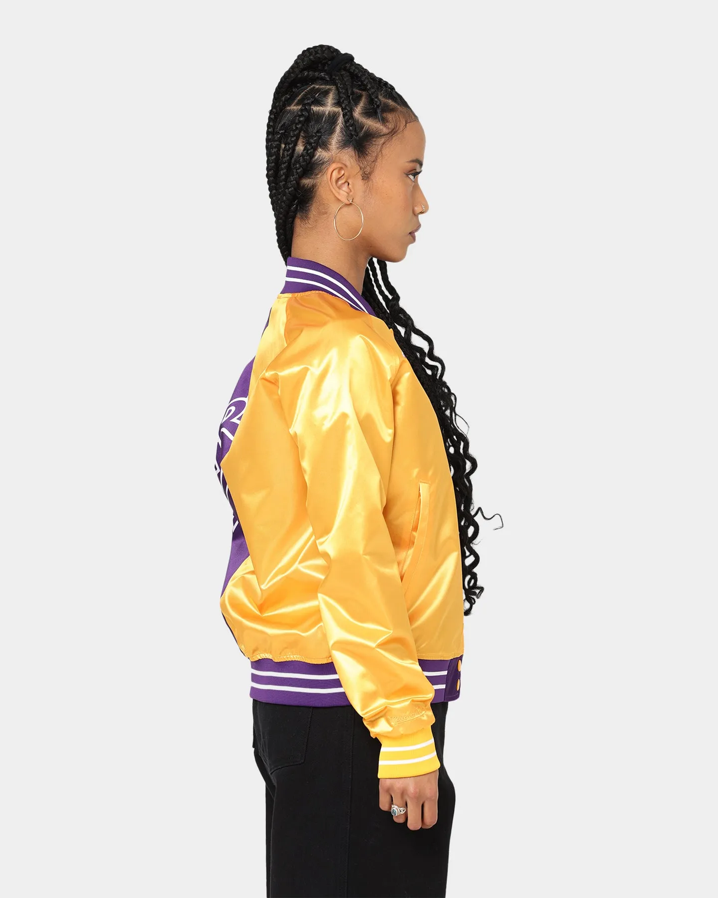 Mitchell & Ness Women's Los Angeles Lakers Big Face 5.0 Satin Jacket Yellow