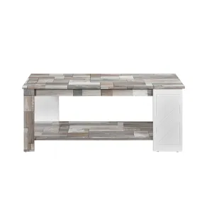 Modern Two-Tone Coffee Table with Open Shelf - Rustic Grey & White Finish