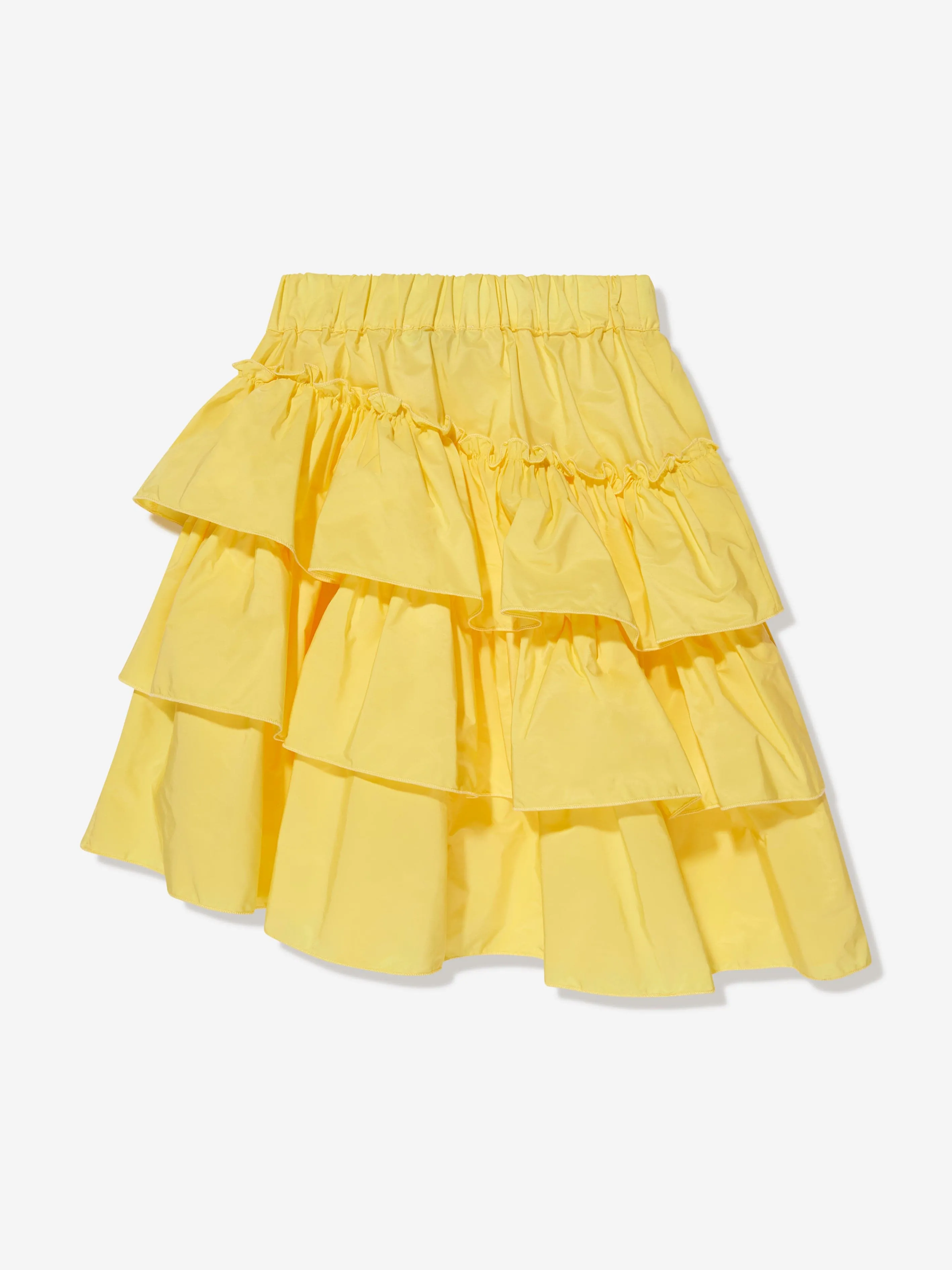 MSGM Girls Midi Ruffle Skirt in Yellow