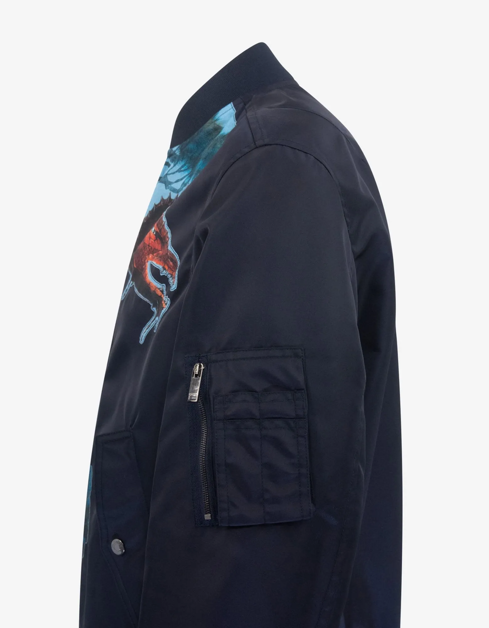 Navy Blue Dragons Garden Bomber Jacket -