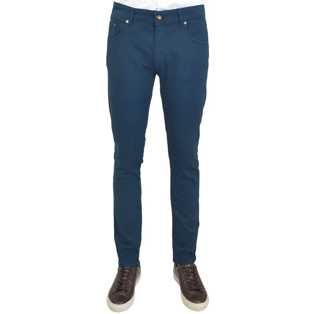 Navy Stretch Cotton Five Pocket Trousers