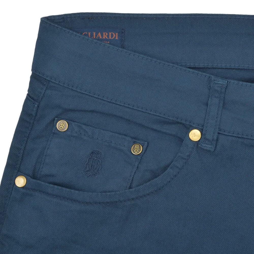 Navy Stretch Cotton Five Pocket Trousers