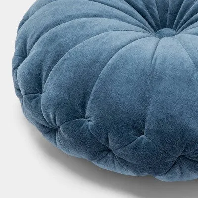 New - 24" Oversize Velvet Round Floor Pillow Blue - Opalhouse