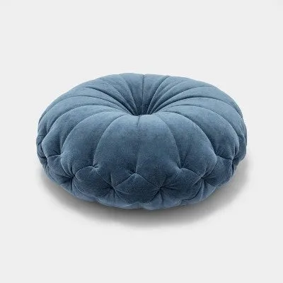 New - 24" Oversize Velvet Round Floor Pillow Blue - Opalhouse