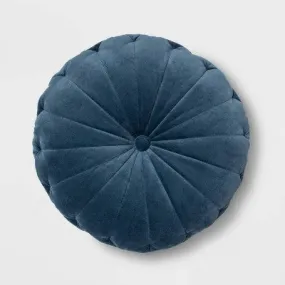 New - 24" Oversize Velvet Round Floor Pillow Blue - Opalhouse