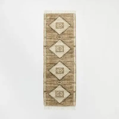 New - 2'4"x7' Double Medallion Style Rug Tan - Threshold designed with Studio McGee