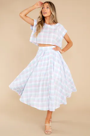 New Blossoms Blue Plaid Two Piece Set