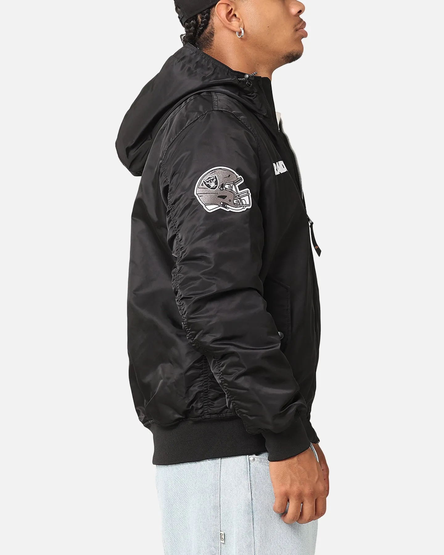 New Era Las Vegas Raiders Alpha Industries L-2B Hooded Bomber Jacket Black