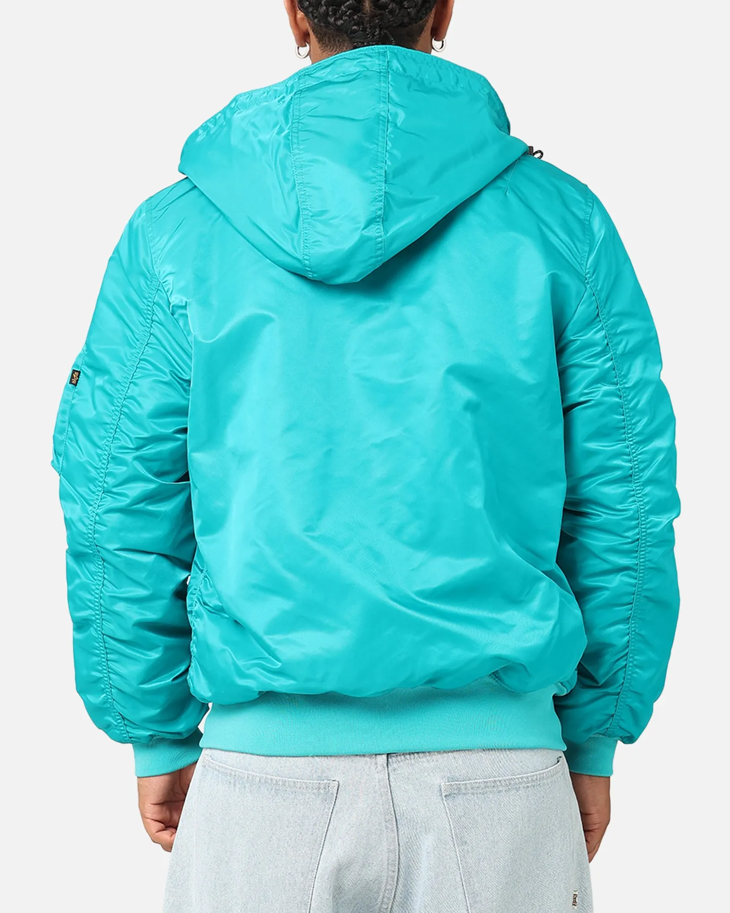 New Era Miami Dolphins Alpha Industries L-2B Hooded Bomber Jacket Turquoise