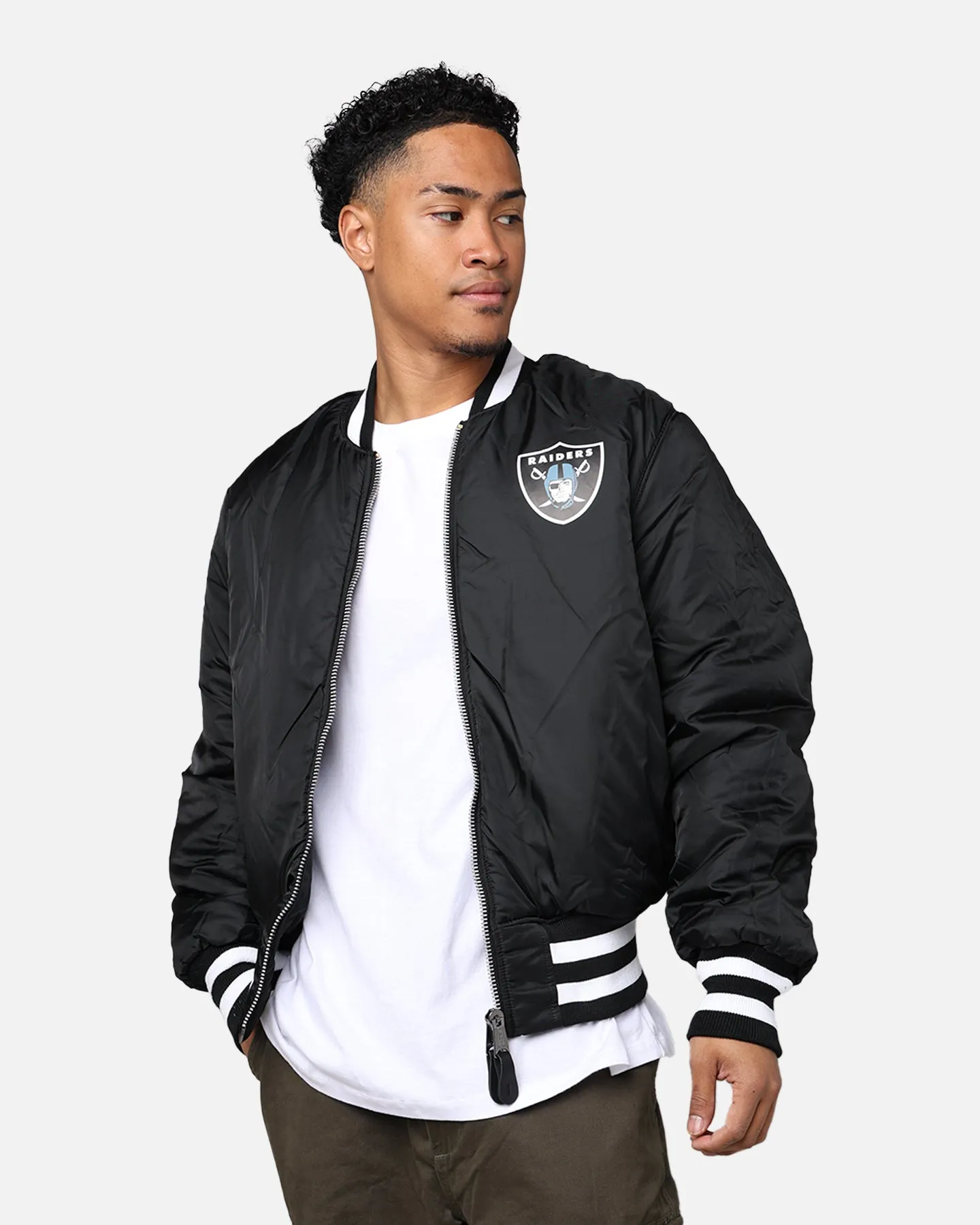 New Era X Alpha Series X NFL Las Vegas Raiders MA-1 Bomber Jacket Black