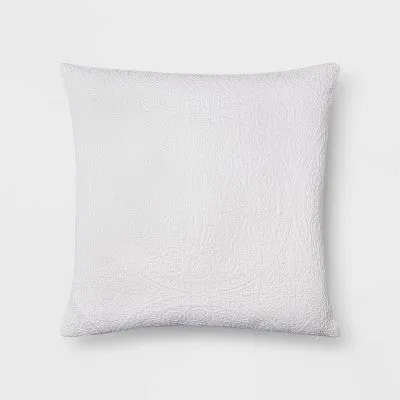 New - Euro Matelasse Medallion Sham White - Threshold