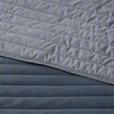 New - Full/Queen Satin Quilt Dark Gray - Room Essentials: Midweight Sateen Coverlet, OEKO-TEX Certified