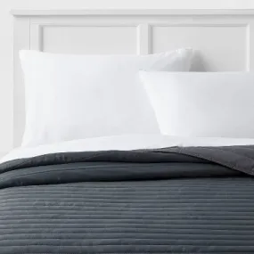 New - Full/Queen Satin Quilt Dark Gray - Room Essentials: Midweight Sateen Coverlet, OEKO-TEX Certified