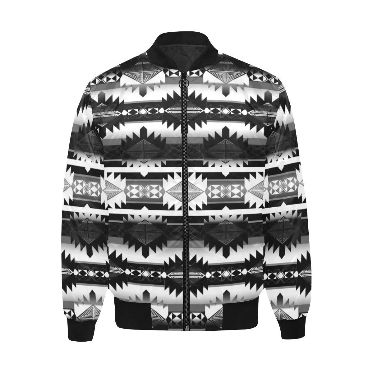 Okotoks Black and White Unisex Heavy Bomber Jacket with Quilted Lining