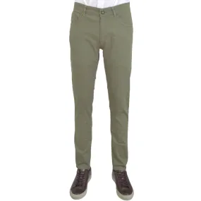 Olive Stretch Cotton Five Pocket Trousers