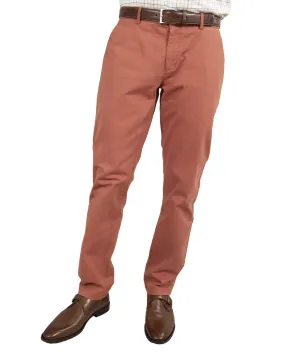 Orange Brushed Cotton Stretch Twill Chino Trousers