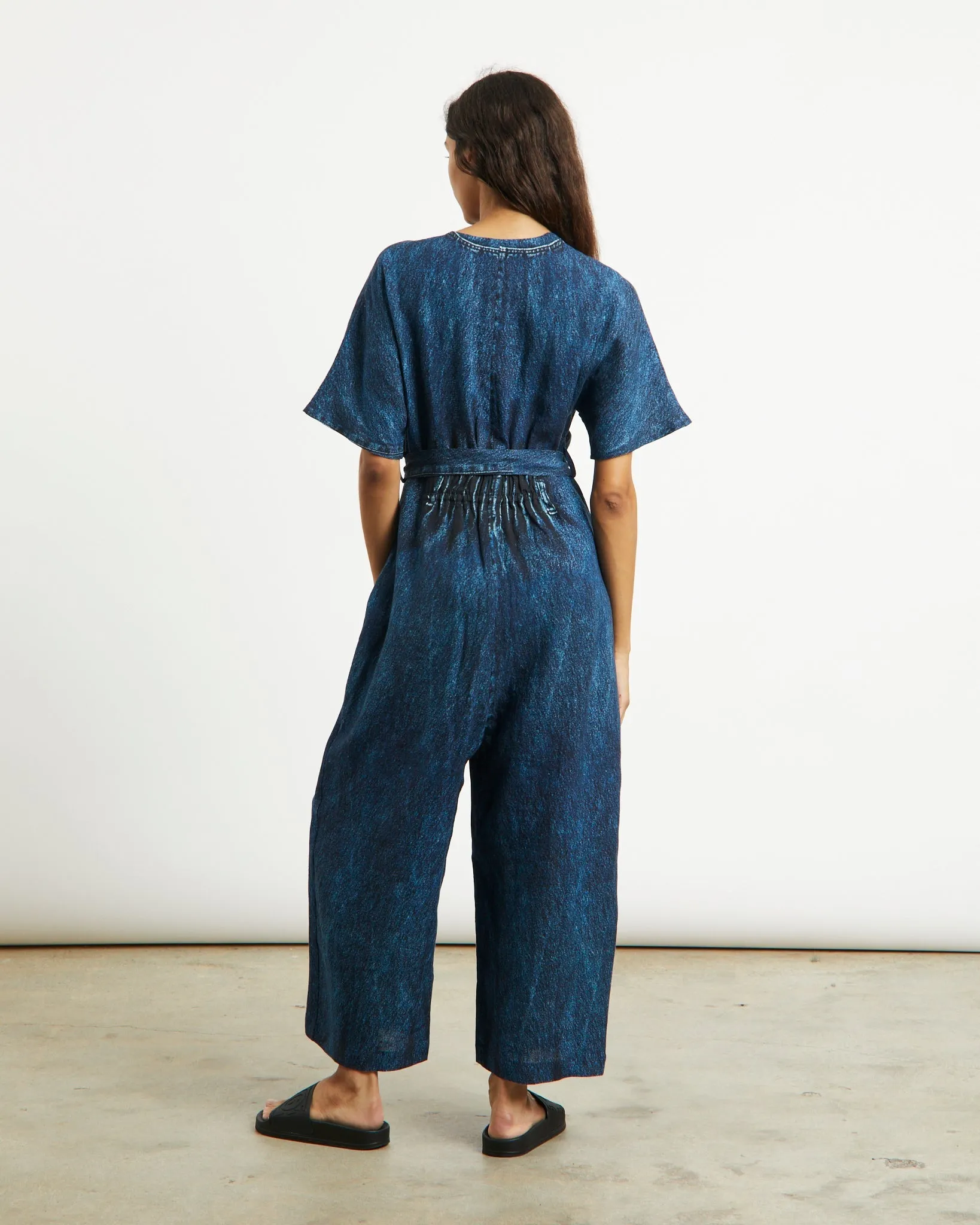 Overall in Panel Fake Jean Print