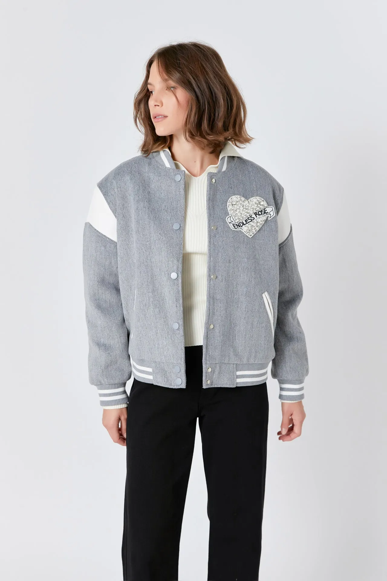 Patch Detail Bomber Jacket