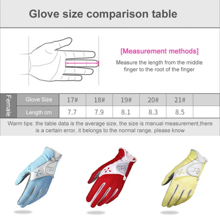 PGM One Pair Golf Non-Slip PU Leather Gloves for Women (Color:Yellow Size:20)