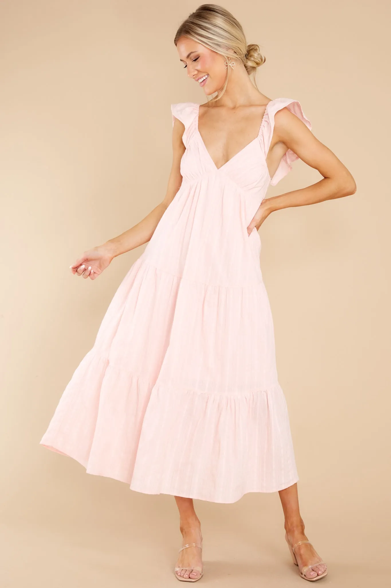 Play For Love Light Pink Midi Dress