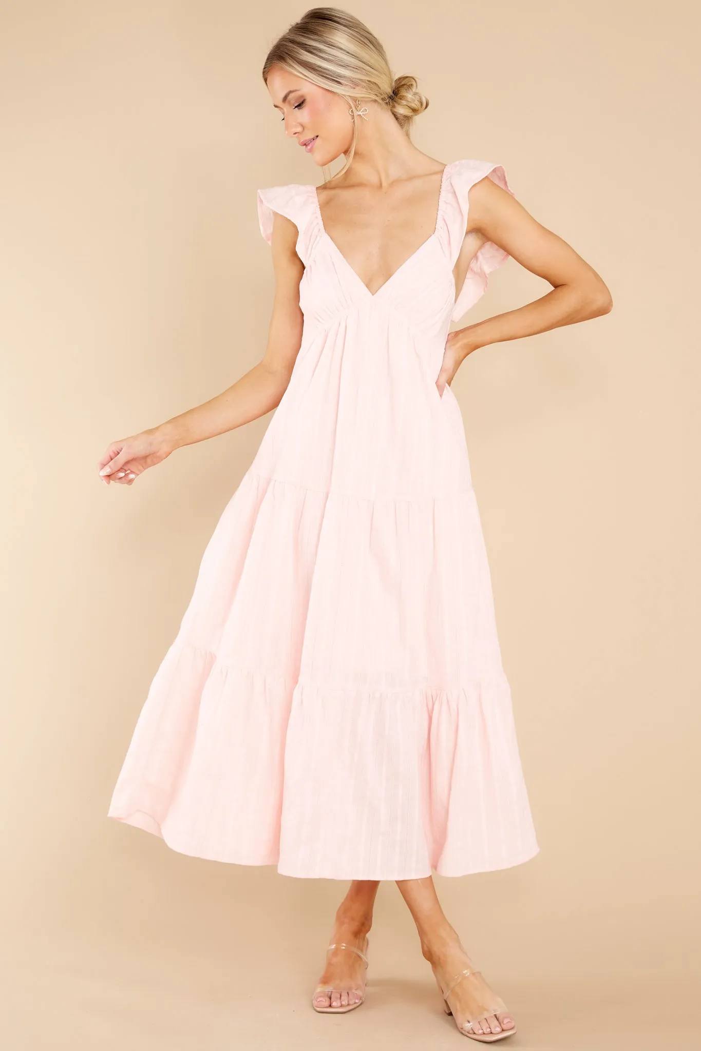 Play For Love Light Pink Midi Dress