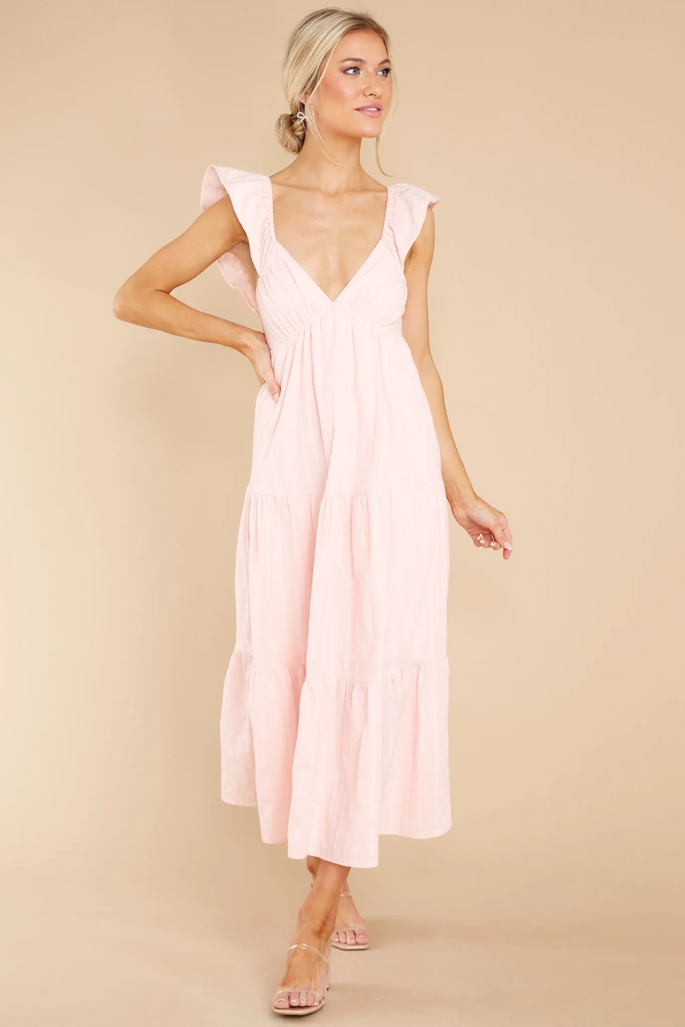 Play For Love Light Pink Midi Dress