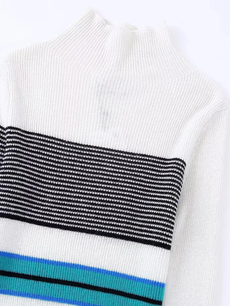 Pre Order:  Striped Turtleneck Knitted Sweater