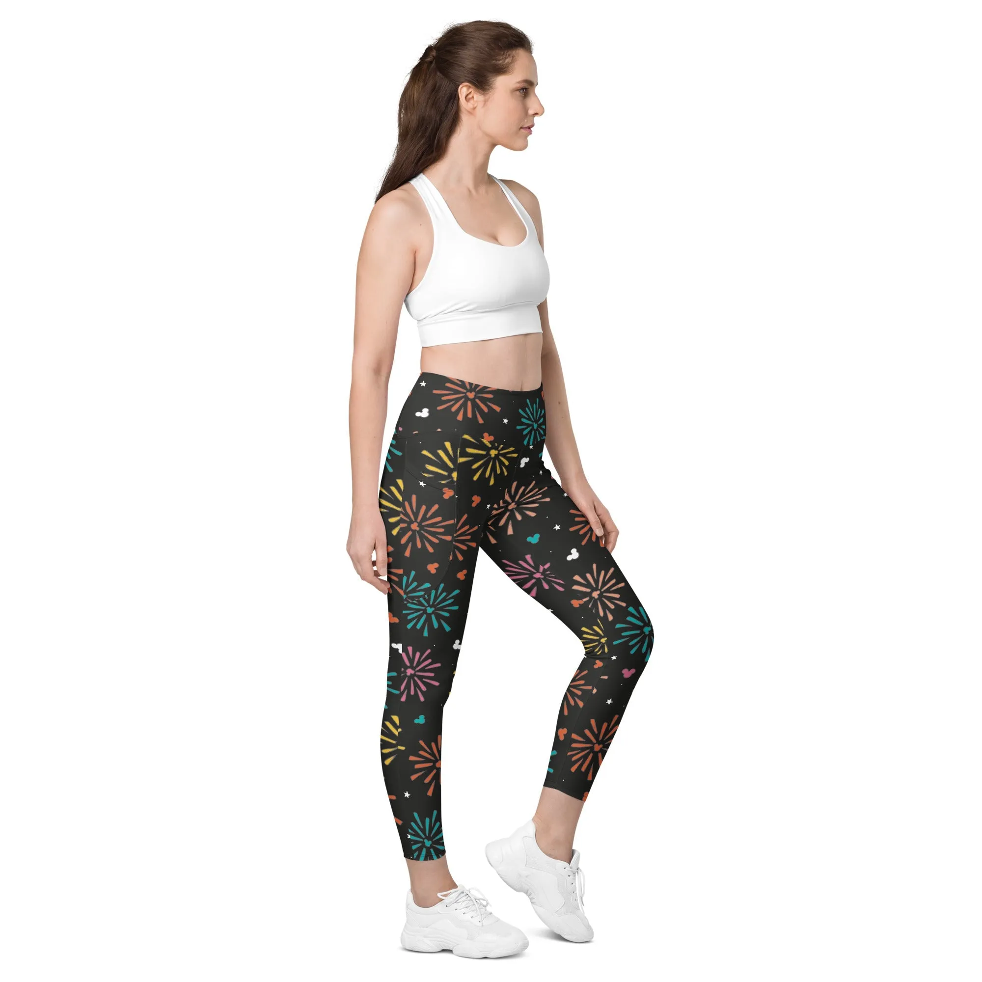 Rainbow Firework Mouse Leggings with pockets