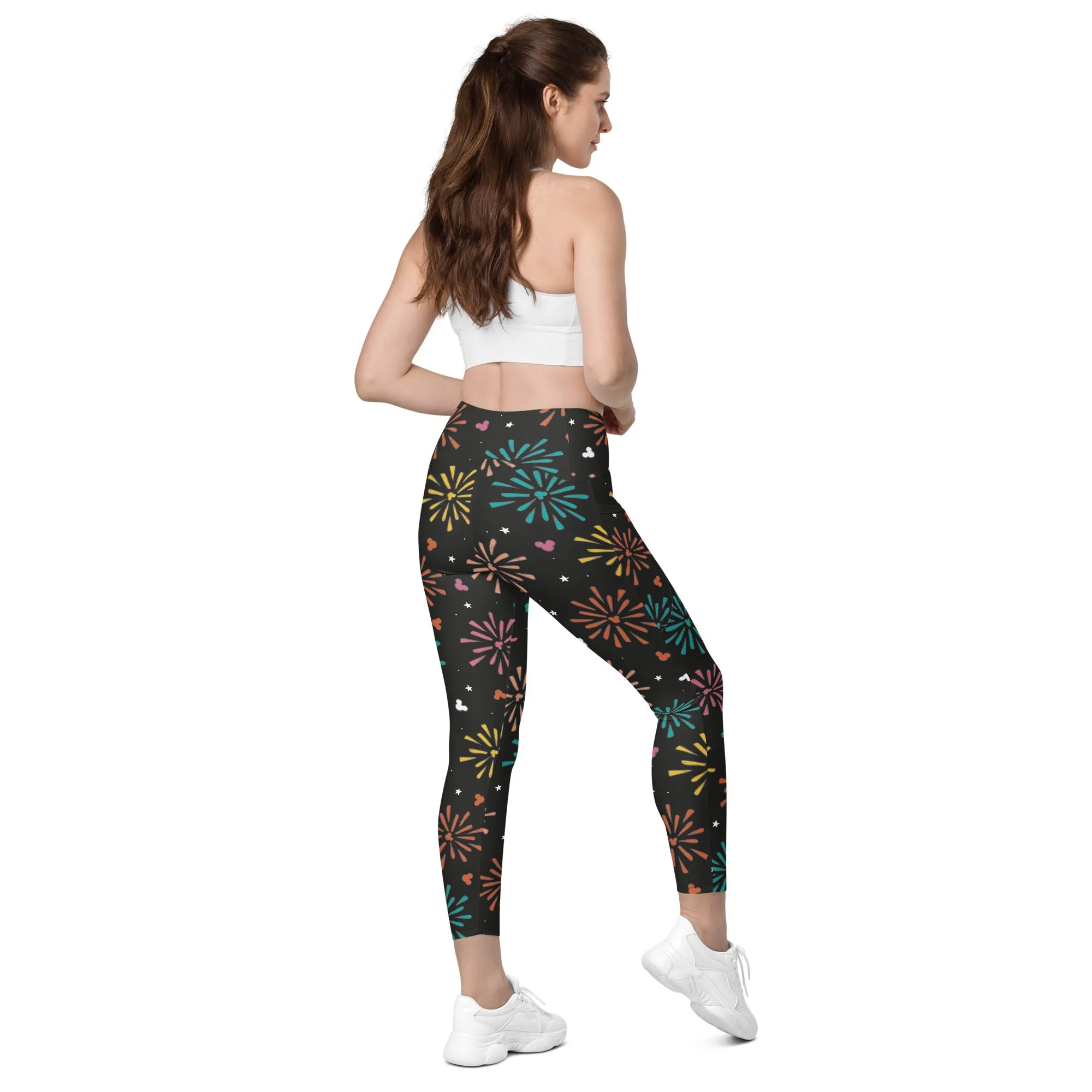 Rainbow Firework Mouse Leggings with pockets