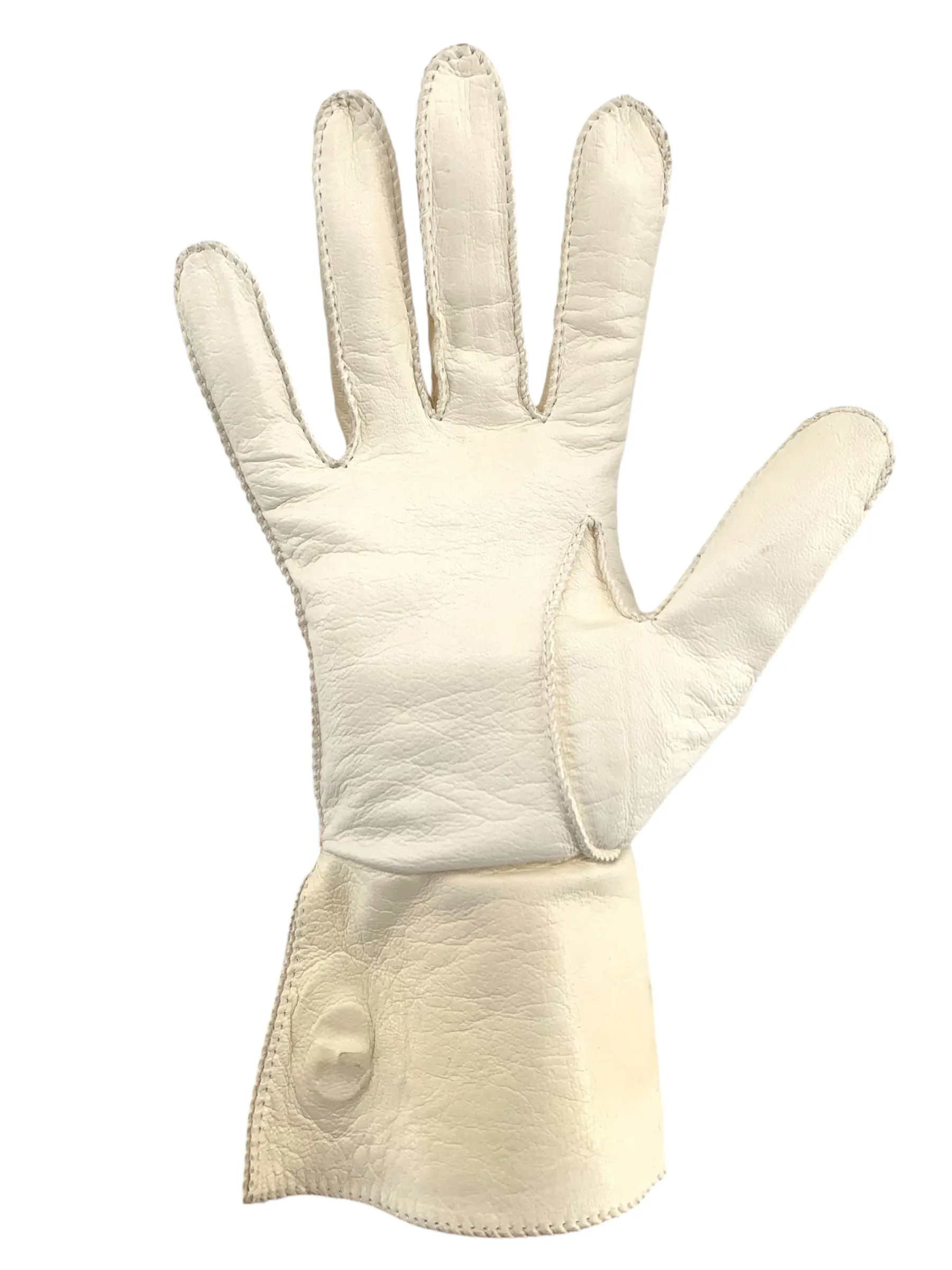 Rare Bonnie Cashin 60s/70s Cream Leather Gloves with Iconic Brass Turn-Lock Hardware, NWT