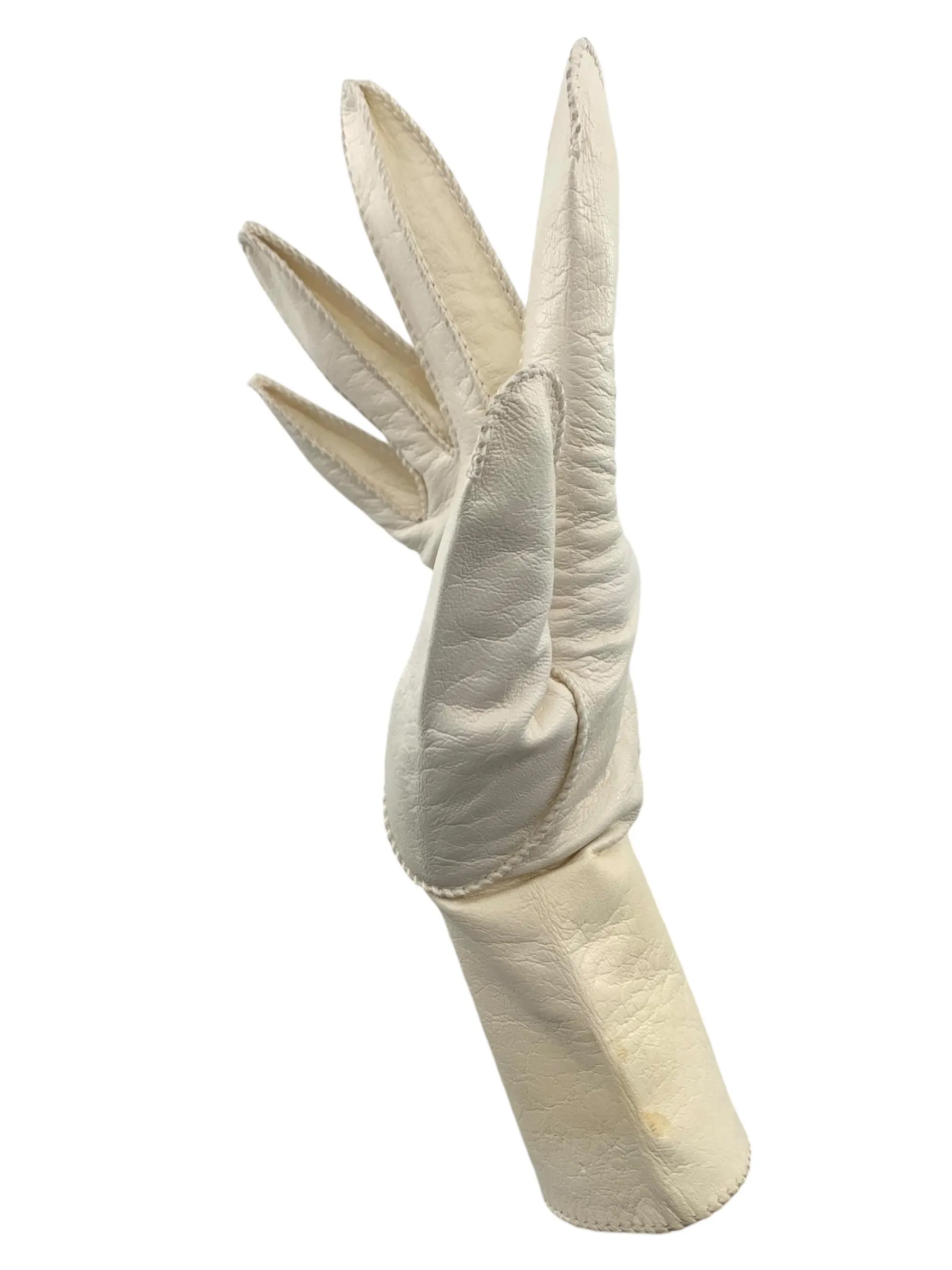 Rare Bonnie Cashin 60s/70s Cream Leather Gloves with Iconic Brass Turn-Lock Hardware, NWT