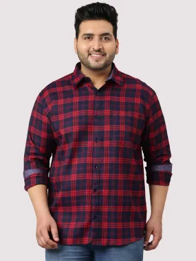 Red and Blue Indigo Cotton Check Shirt Men's Plus Size