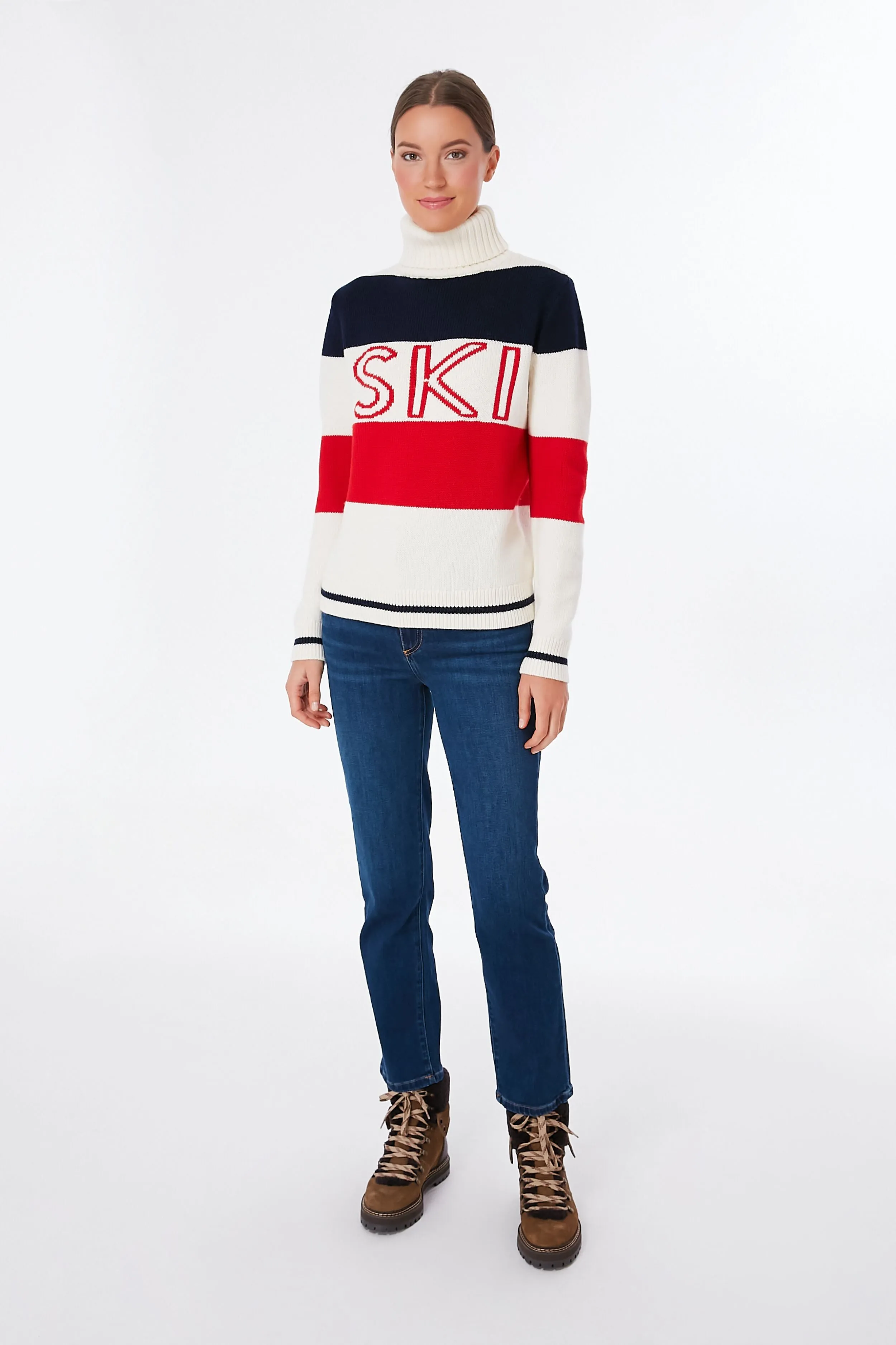 Red Snow White and Navy Frostine Sweater