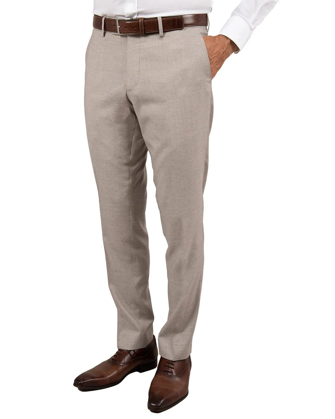 Reda Chambray Beige Suit Trousers