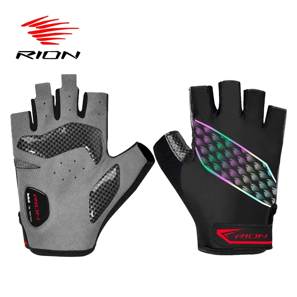 RION Men's Shockproof Gel Pad Cycling Glove Half Finger Sport Gloves Summer Bicycle Gym Fitness  MTB Bike Fingerless Motorcyclis