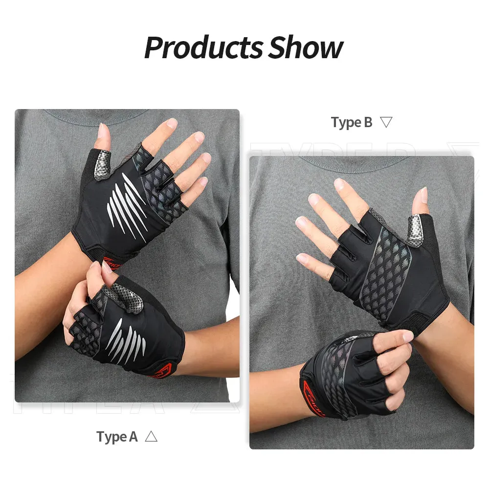 RION Men's Shockproof Gel Pad Cycling Glove Half Finger Sport Gloves Summer Bicycle Gym Fitness  MTB Bike Fingerless Motorcyclis