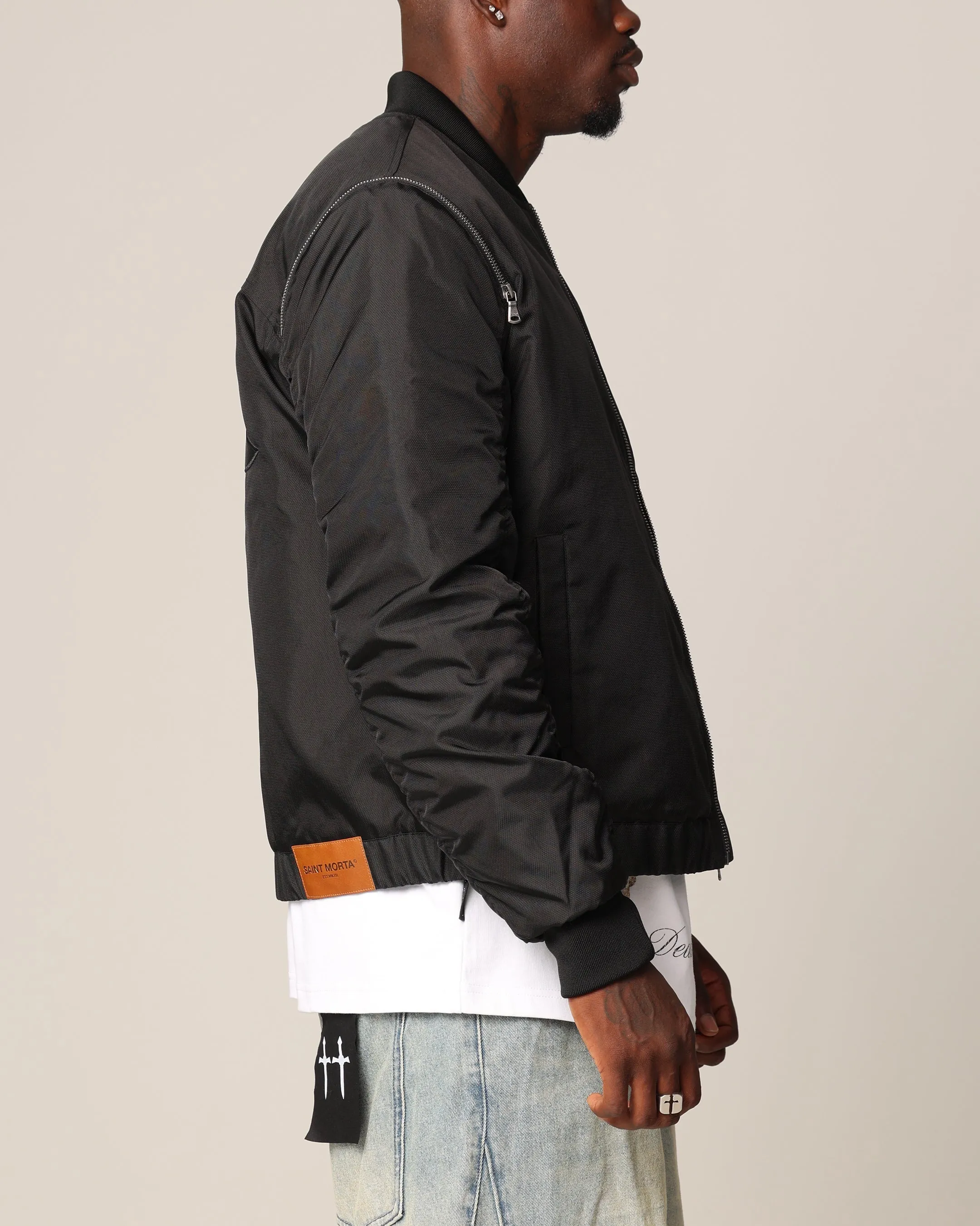 Saint Morta Hell Bat Bomber Jacket Black