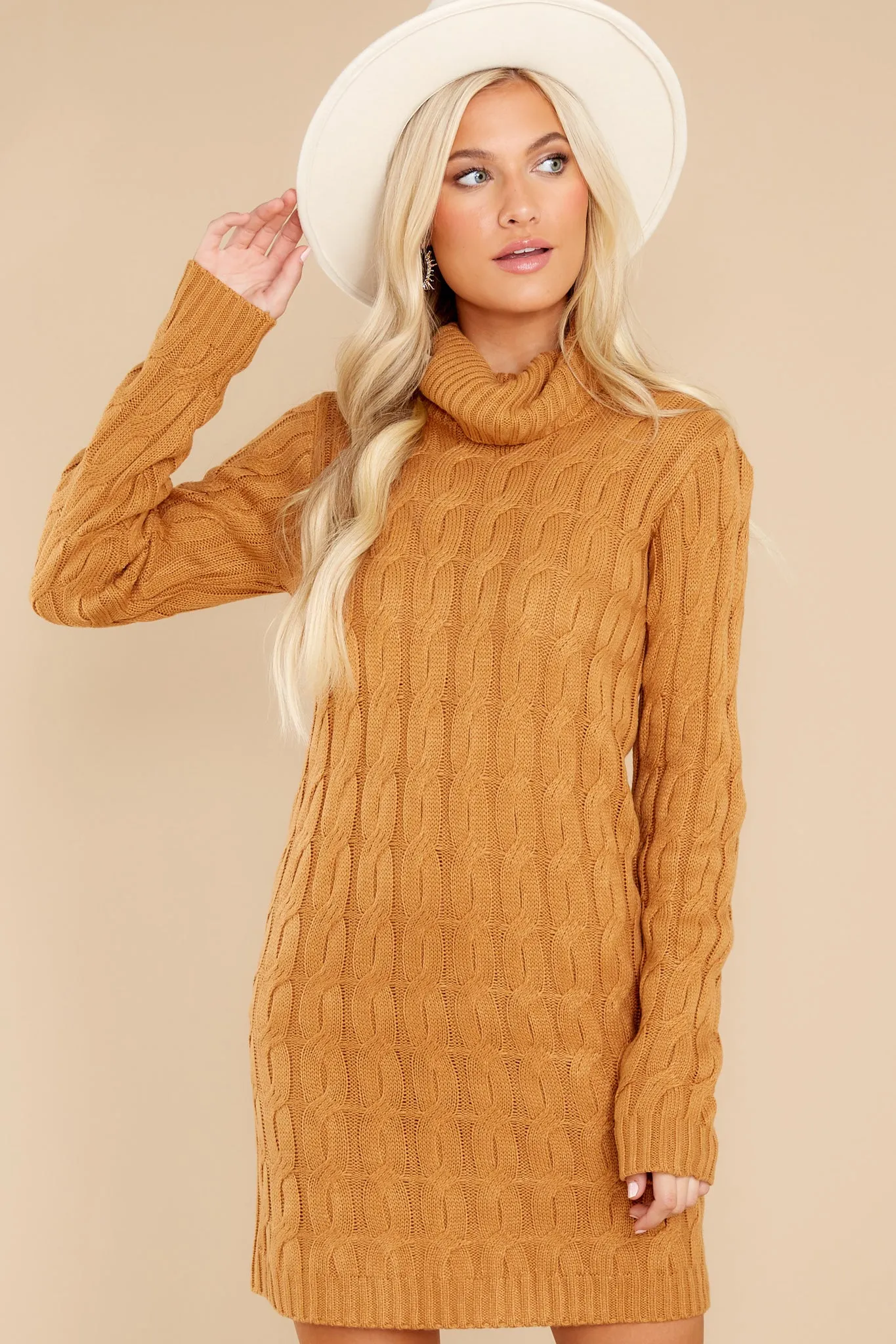 Season's Greetings Camel Sweater Dress