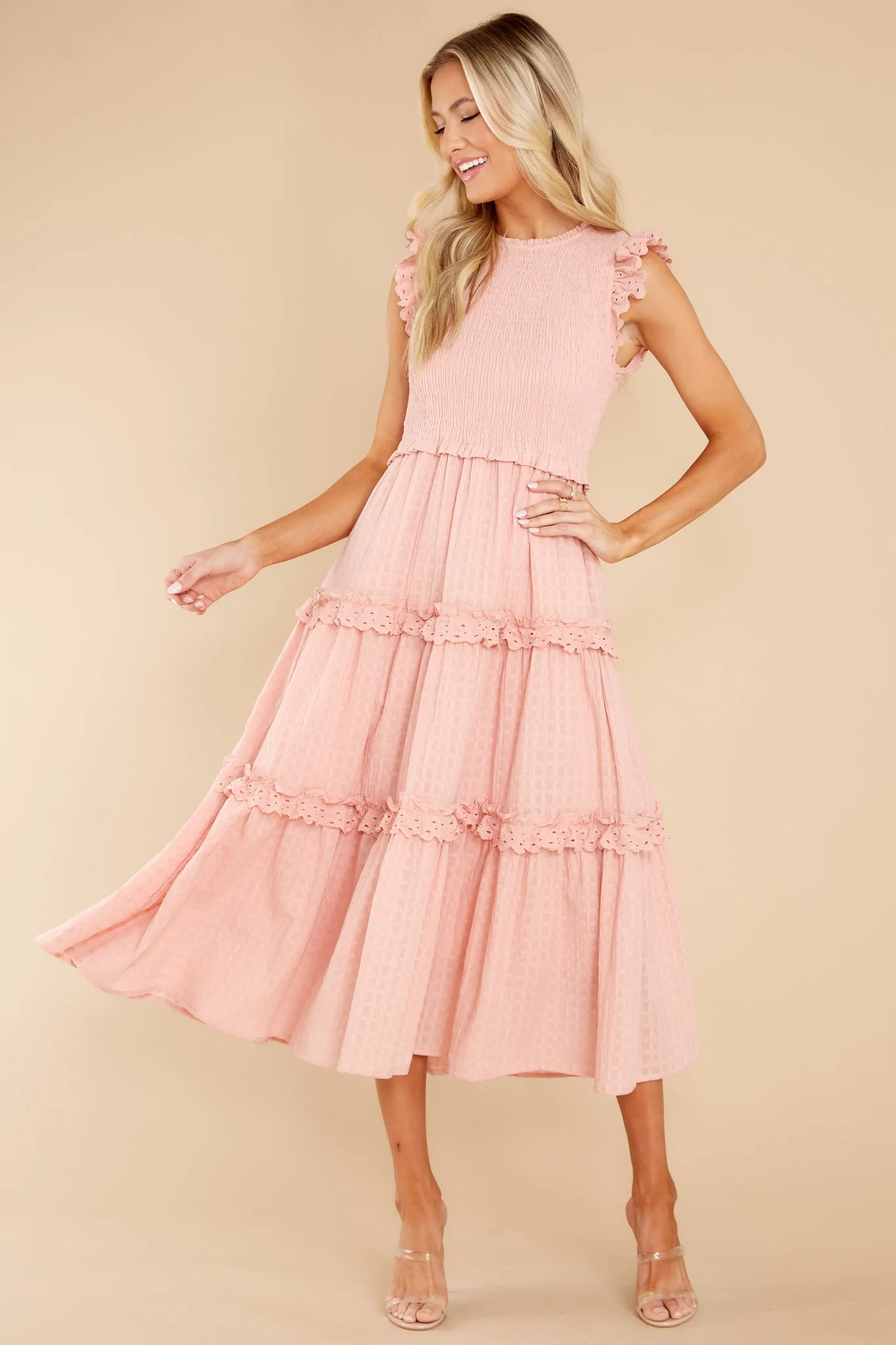 Sensational Smile Blush Pink Midi Dress