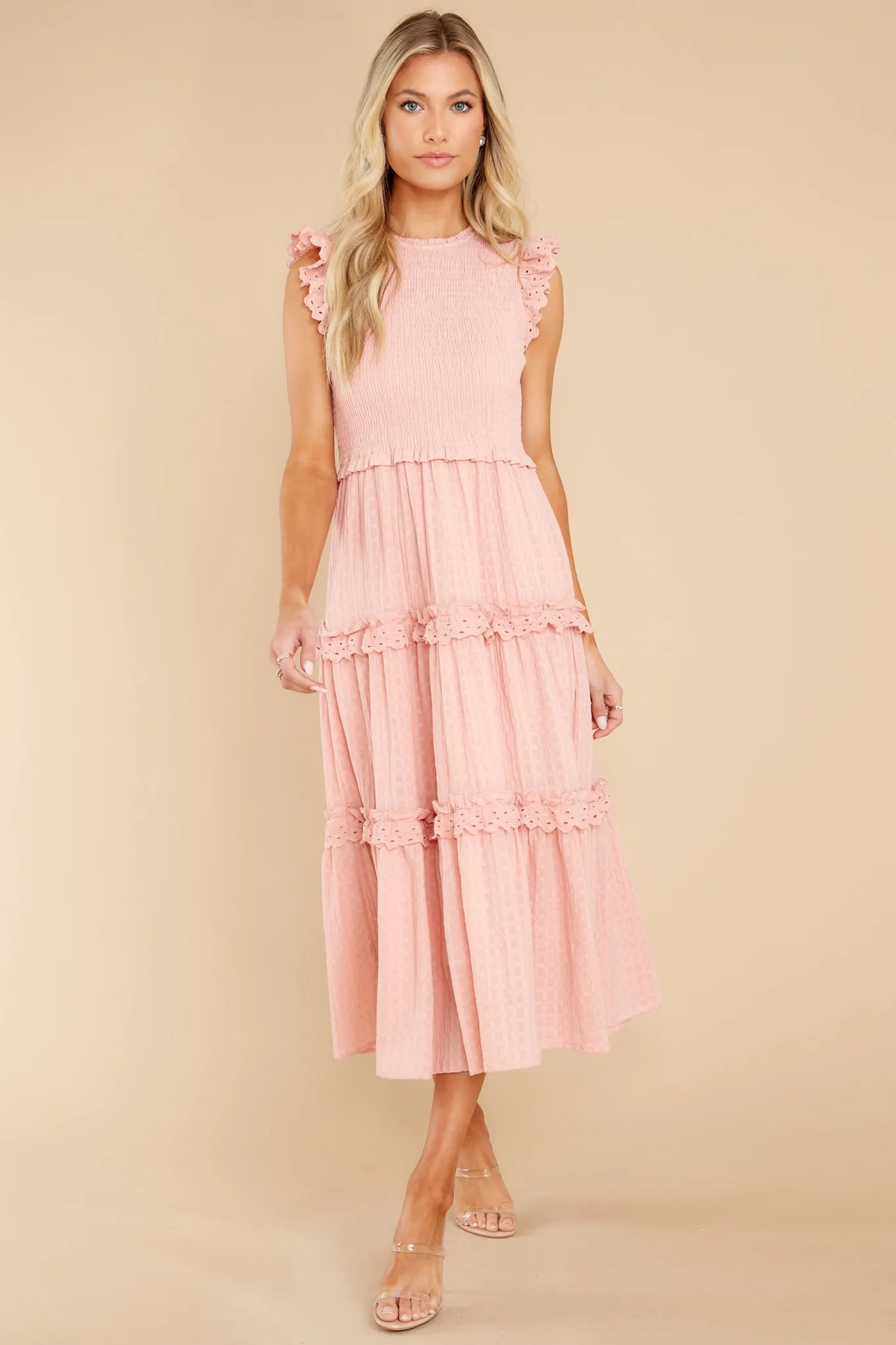 Sensational Smile Blush Pink Midi Dress