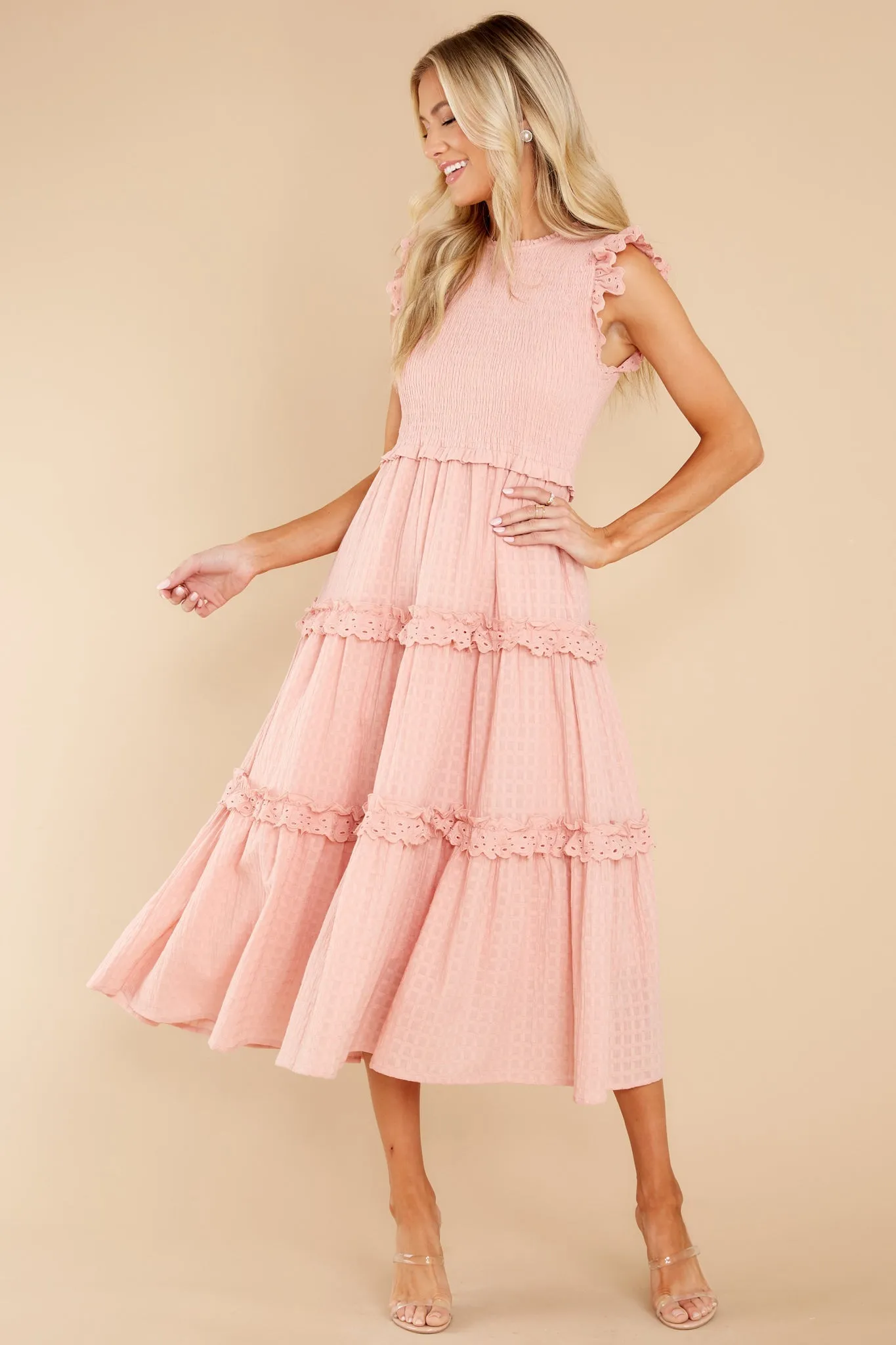 Sensational Smile Blush Pink Midi Dress