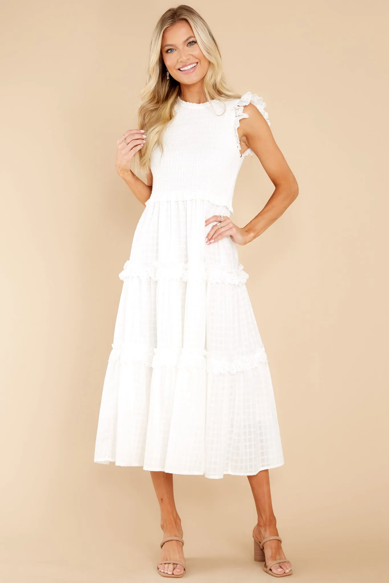 Sensational Smile White Midi Dress