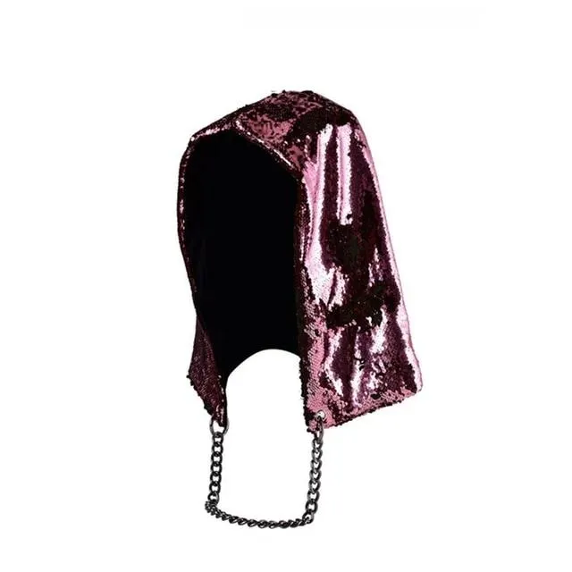 Sequin Hoodie With Chain Detail