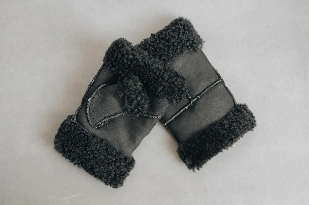 Sheepskin Fingerless Mittens