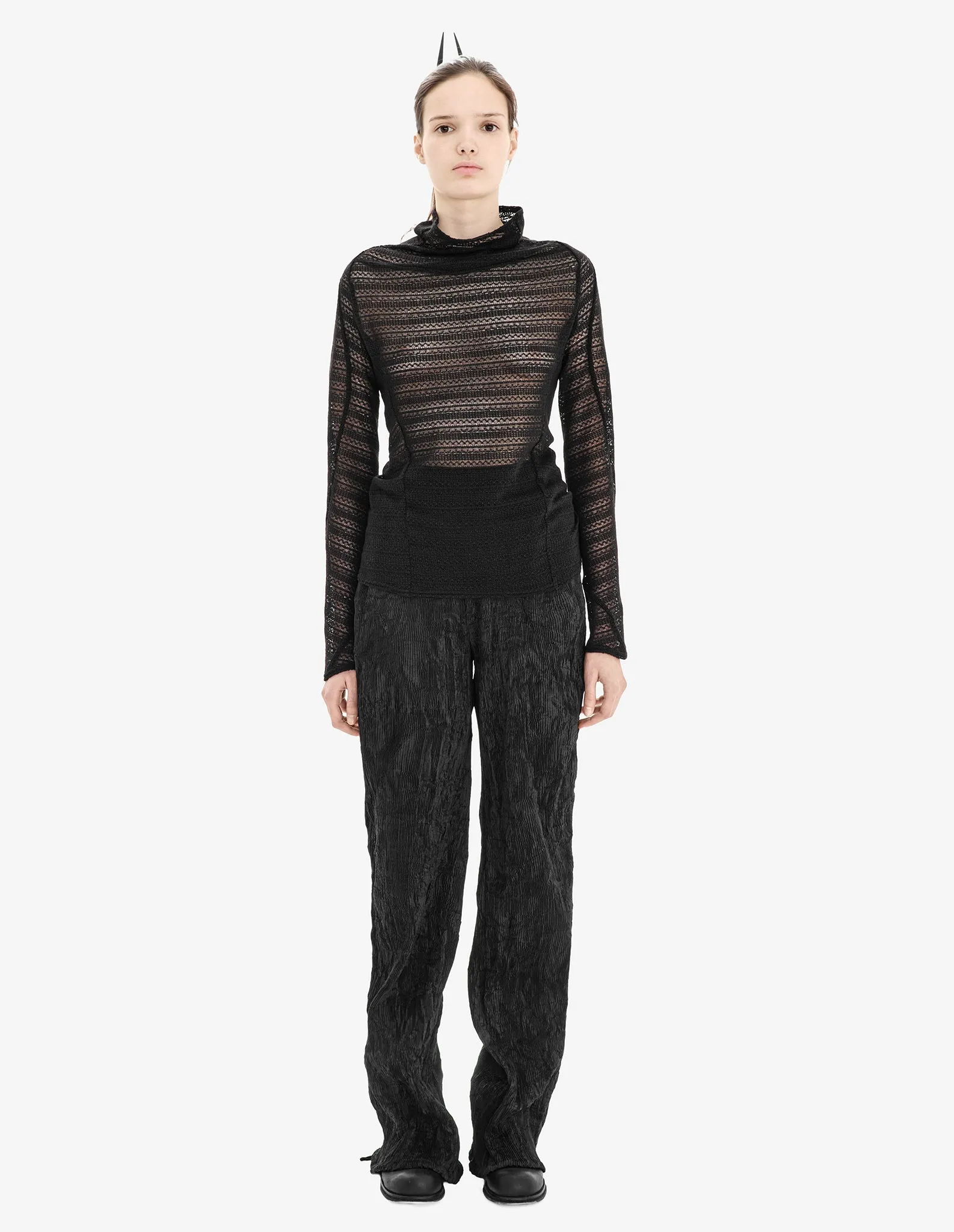 Sheer Elastic Turtleneck