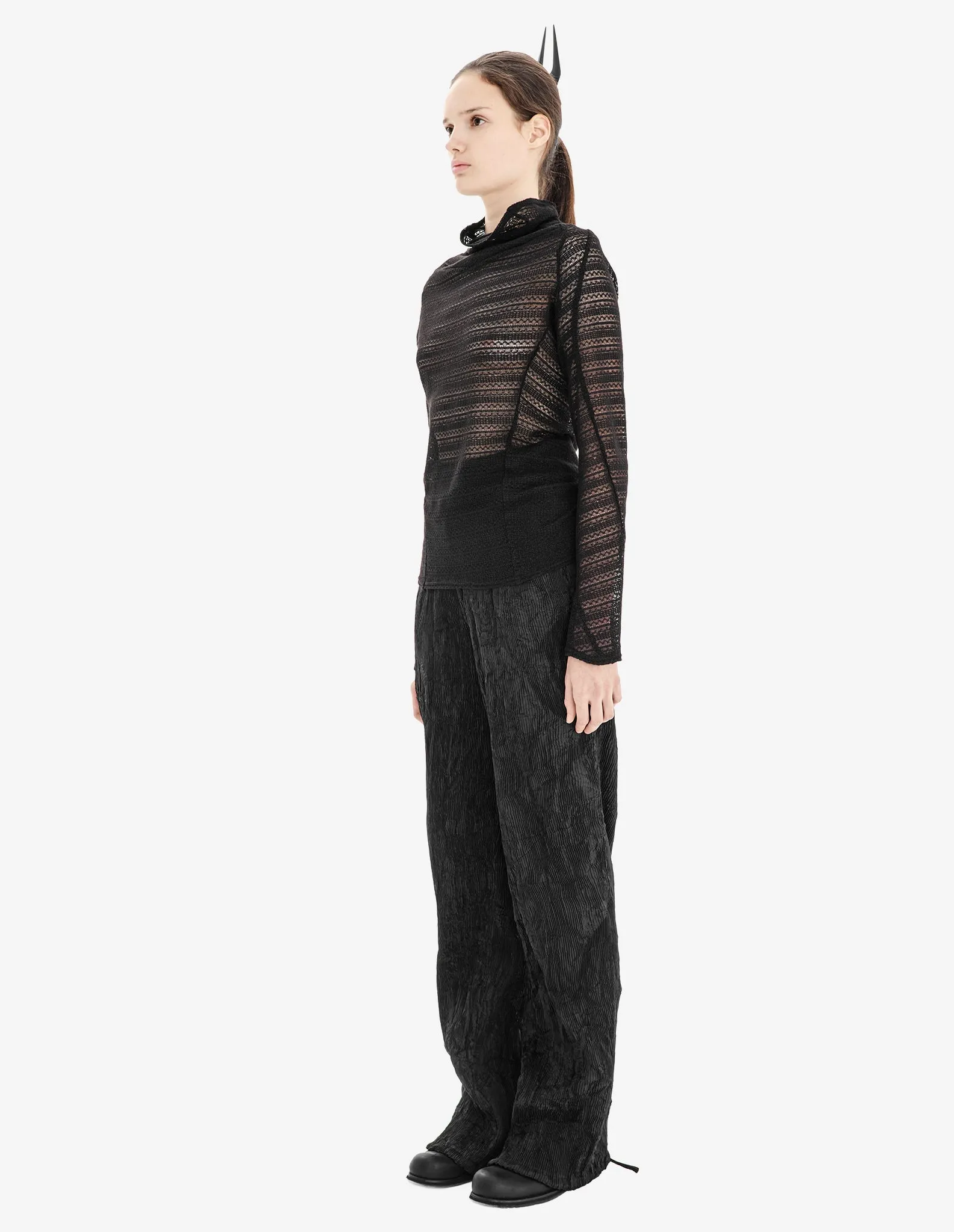 Sheer Elastic Turtleneck