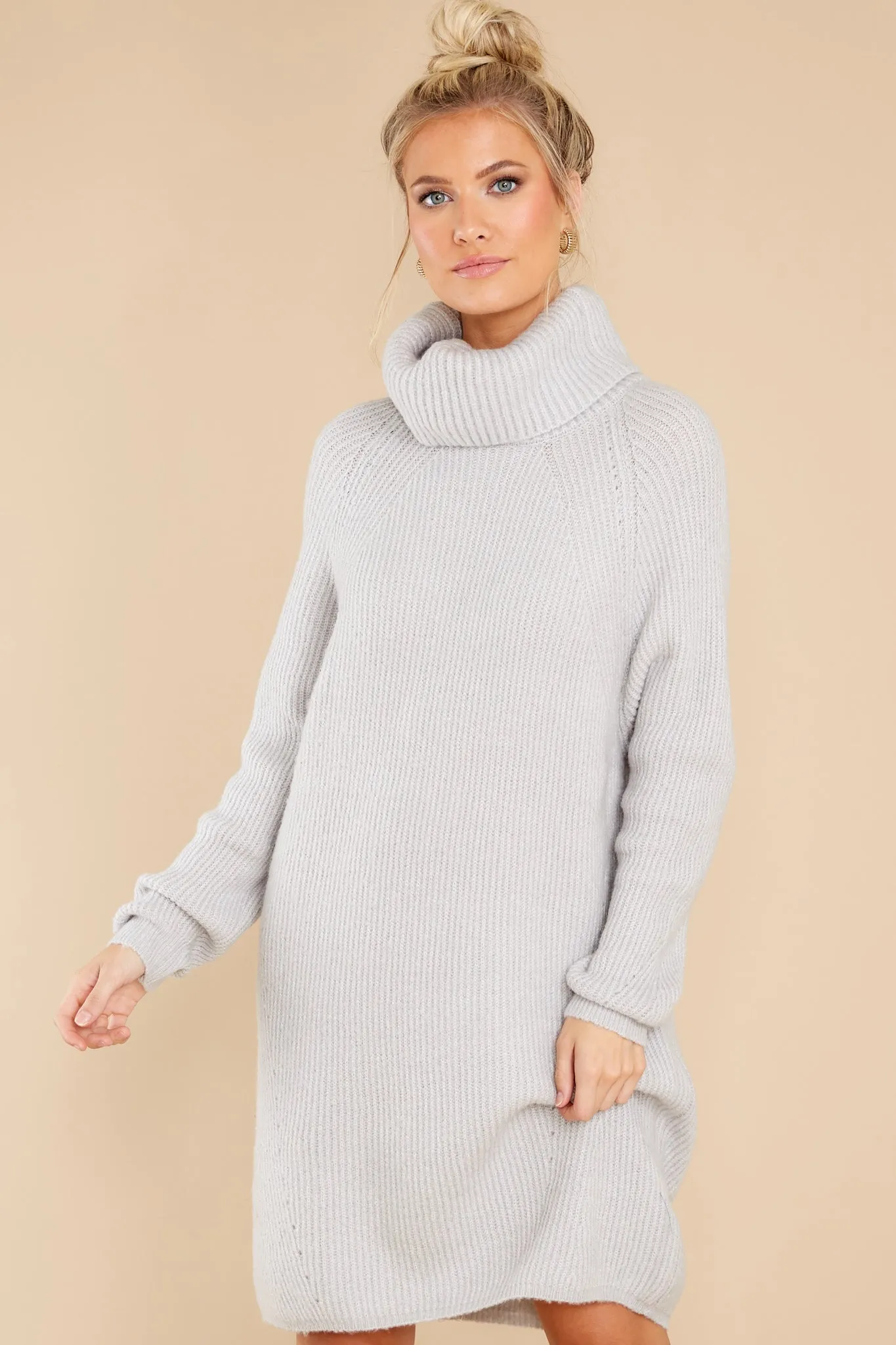 Shift In The Wind Light Grey Sweater Dress