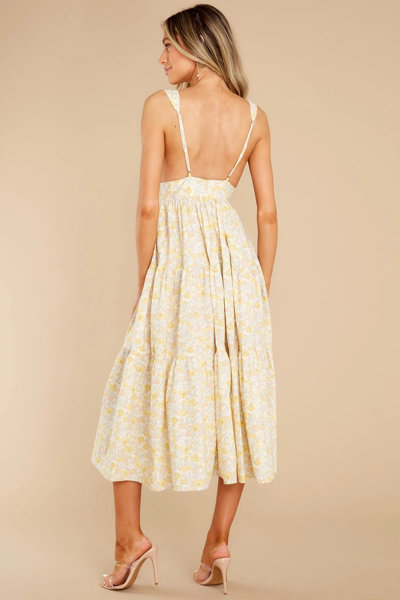 Shine Through It Yellow Floral Print Cotton Midi Dress